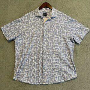 Tailorbyrd Shirt Mens XXL Blue Floral Camp Style Button Up Short Sleeve Tropical